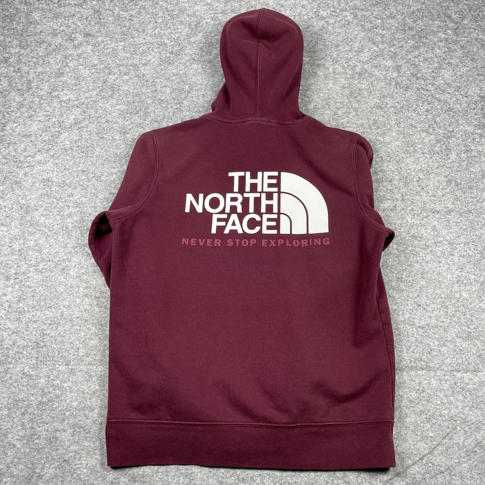 The North Face Hoodie Mens M Burgundy Maroon Pullover Half Dome Fleece